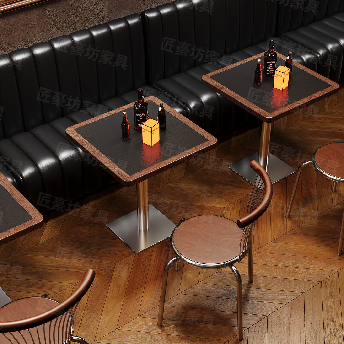 American Retro Tavern Tables and Chairs Western Restaurant Dining Table and Chair Combination Music Dining Bar Bar Cafe Shop Table and Chairs