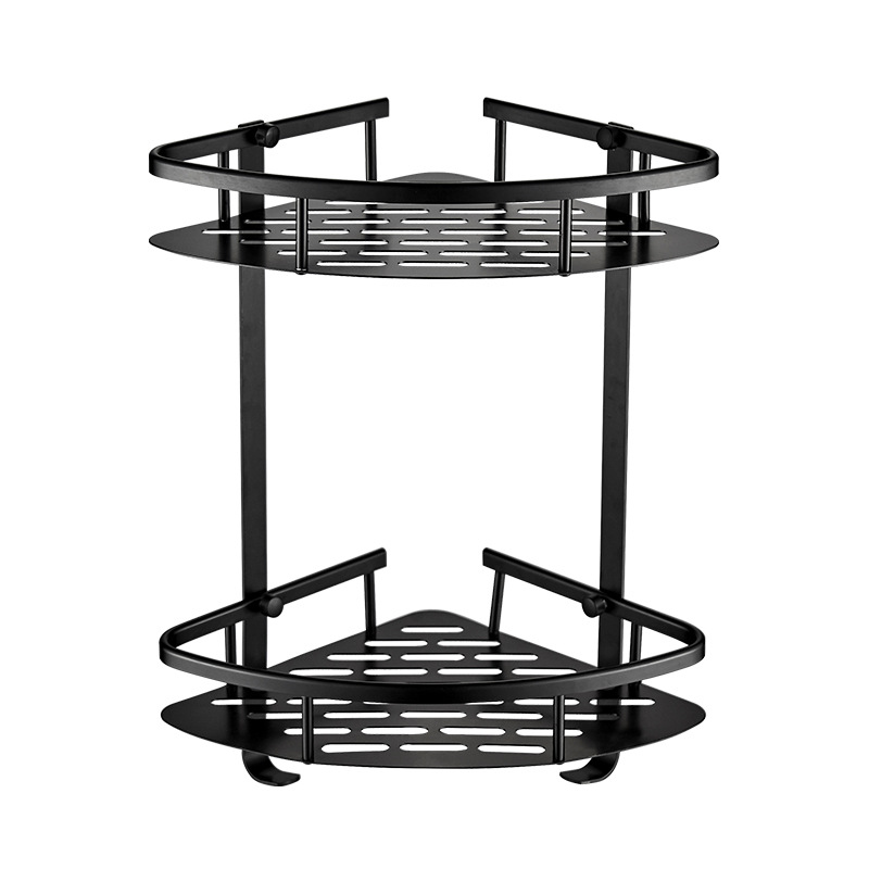 Bathroom Toilet Black Storage Rack Without Punching Toilet Bathroom Wall Triangle Storage Bath Wall-Mounted