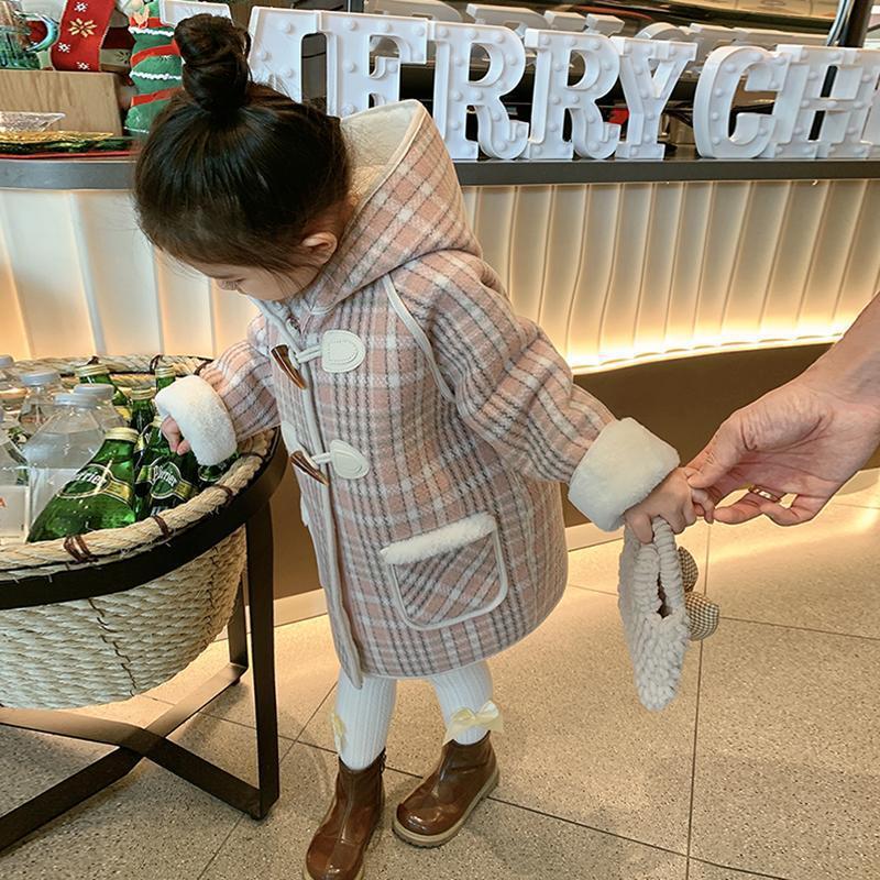 Girls' Woolen Outwears Fleece-Lined Autumn and Winter Clothing 2025 New Baby Girl Korean Style Children's Clothing Fashionable Korean Style Outwears for Small and Medium-Sized Children