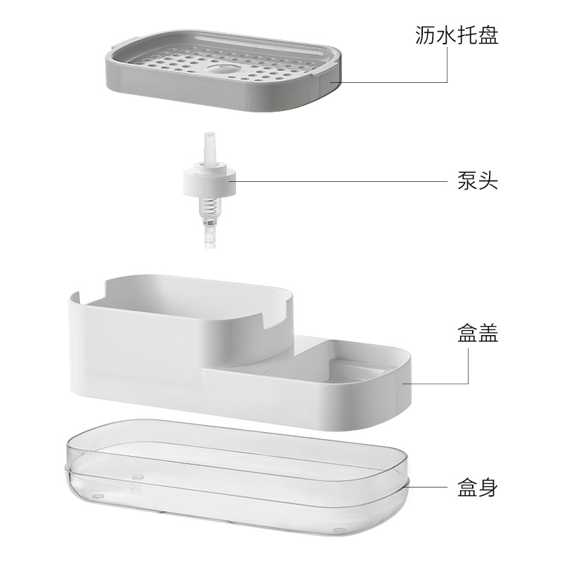 Kitchen Upgraded Press Manual Soap Box Dehydration Liquid Discharger Storage Box Sponge Soap Box Press
