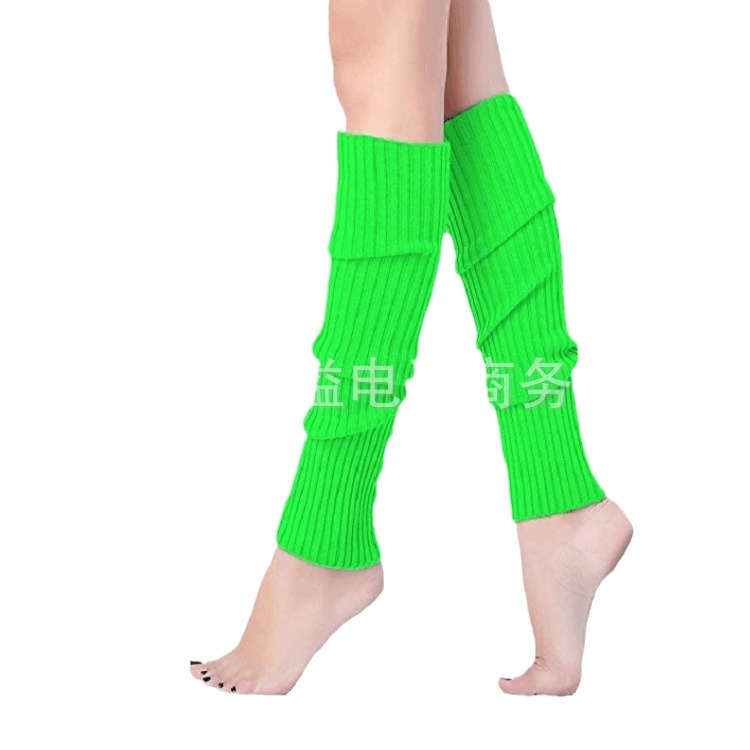 JK multicolor optional factory wholesale fluorescent bright color wool leg cover knitted foot cover piled socks boot cover