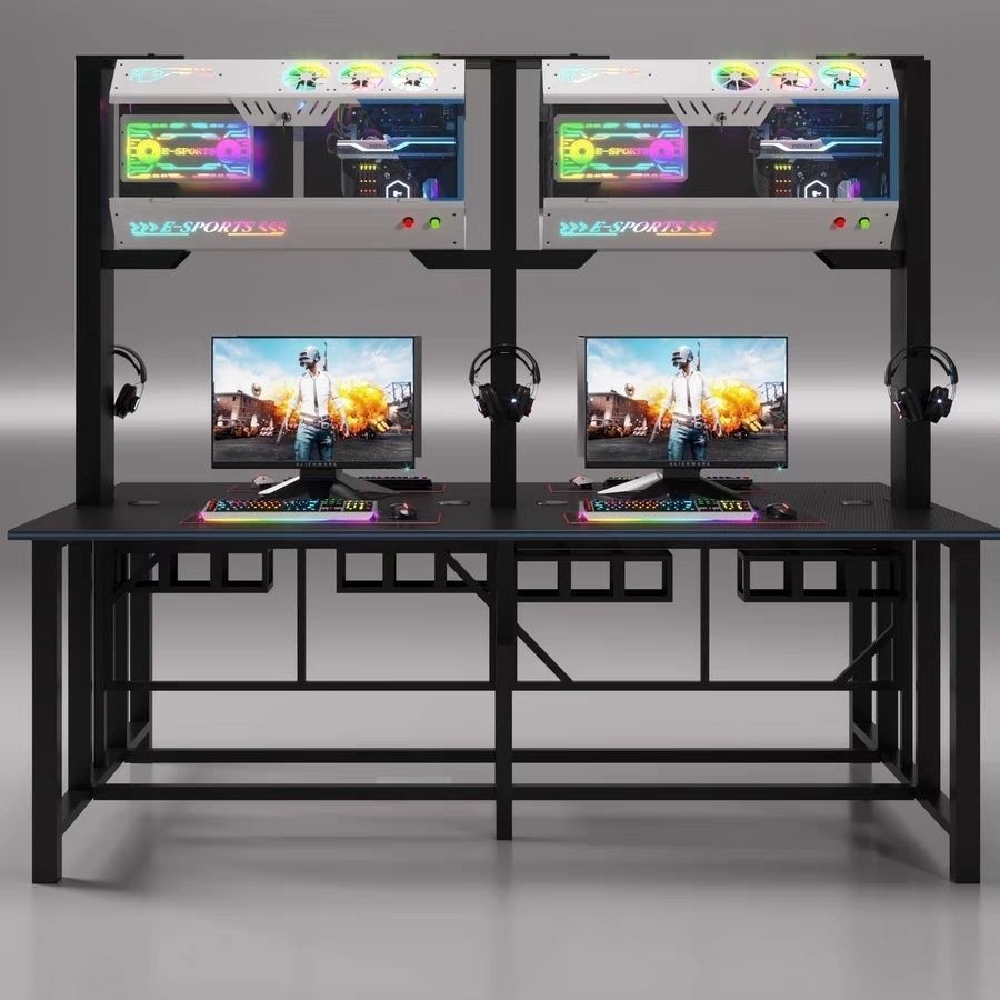 Internet Cafe Tables and Chairs, Upper and Lower Layers, Air-Cooled Chassis Table, E-Sports Hotel Anti-Theft Chassis Table and Chairs, Internet Celebrity Chassis, Integrated Chassis