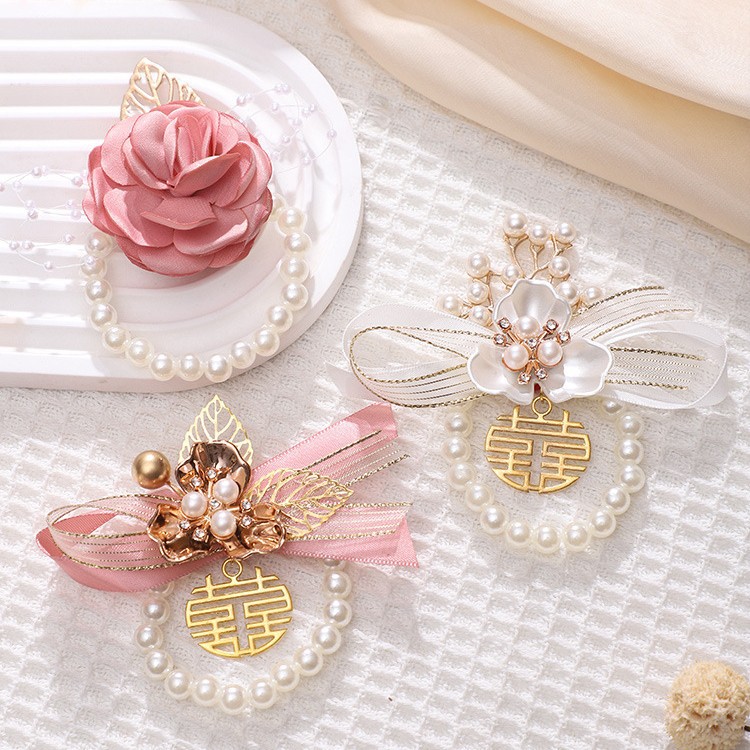 Bridesmaid's Wrist Flower Wedding Bride's High-End Super Fairy Hand Flower Arm Decoration Wedding Sister Group Bridesmaid Group Ribbon