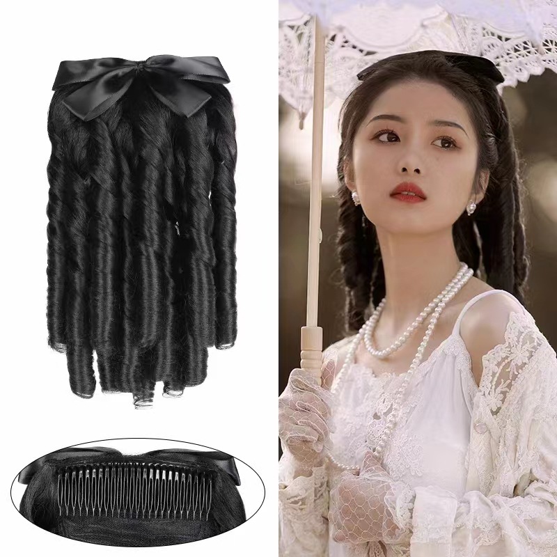 Римский кудрявый кукольный парик принцессы кудрявый хвост парик с завязками ретро римский кудрявый парик