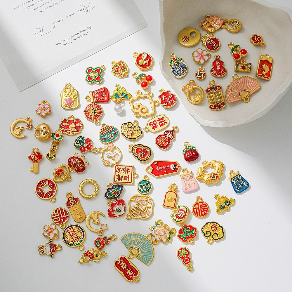 Подвеска в цвете древнего французского песчаного золота, национальный стиль, аксессуары, DIY, благословение, новогодний транспорт, ручная работа, ожерелье, браслет