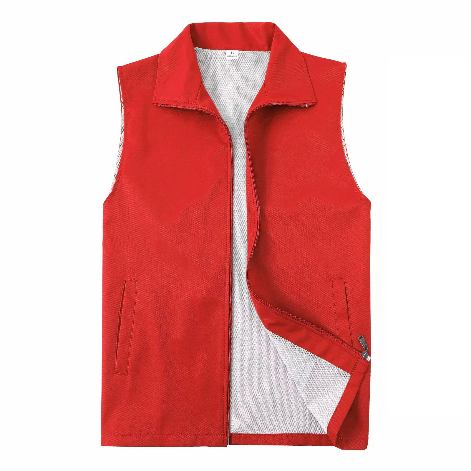 Vest Custom Printed Logo Children's Mesh Vest Tooling Multi-Pocket Advertising Volunteer Work Clothes Red Vest