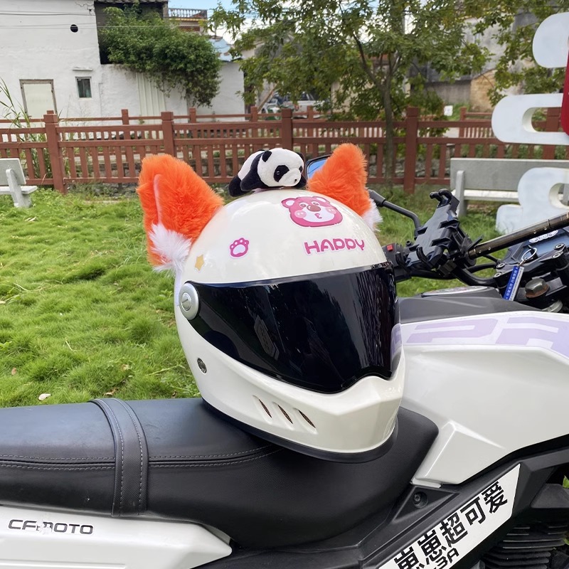 Imitation Rabbit Hair Soft Orange Cat Ear Helmet Decoration All-match Creative Detachable Velcro Decoration Helmet Half Helmet