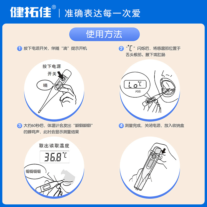 Jiantuojia 1031 underarm oral waterproof thermometer ear thermometer ear thermometer thermometer electronic thermometer