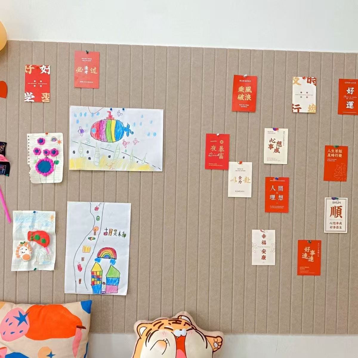 Vertical Stripesd Felt Board Photo Wall Living Room Office Decoration Kindergarten Classroom Work Display Column Anti-Collision Wall Sticker