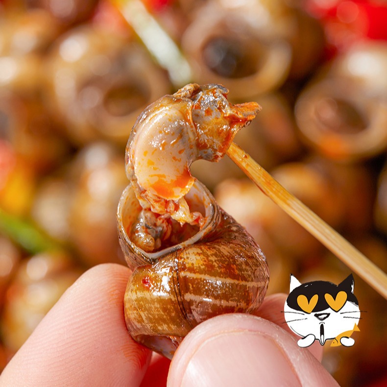 Catching fish cat spicy snail spicy snail meat instant taste suo snail cooked food snacks snacks under the wine dishes