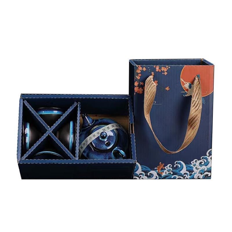 Kiln change ceramic tea set small gift company activity opening gift accompanying gift teapot teacup national tide box set