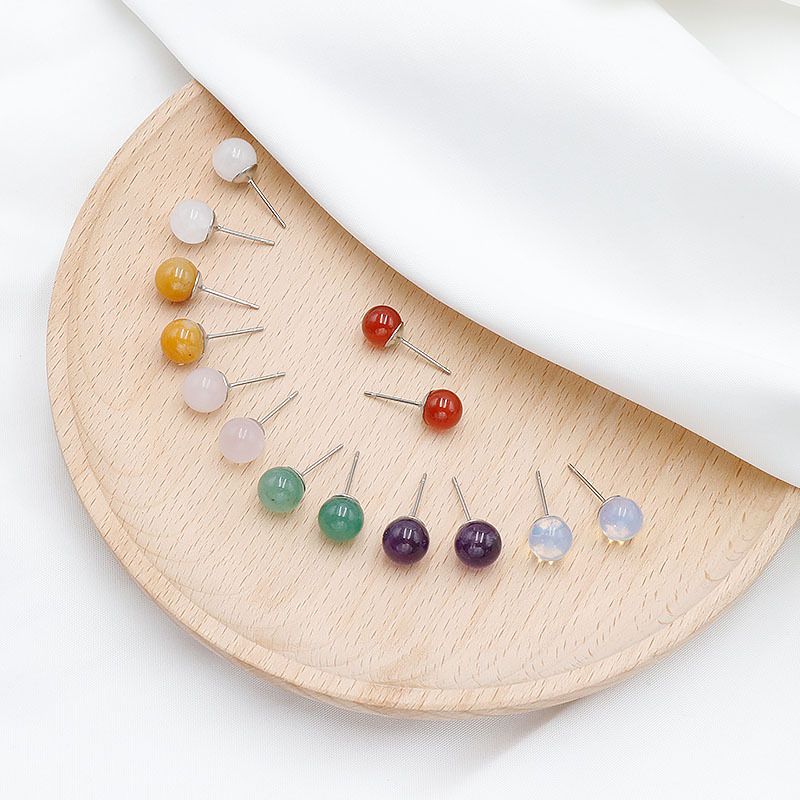 Natural Stone Crystal Agate Earrings Amethyst Beads Retro Women's Fashionable Earrings Cross-Border Exclusive Supply