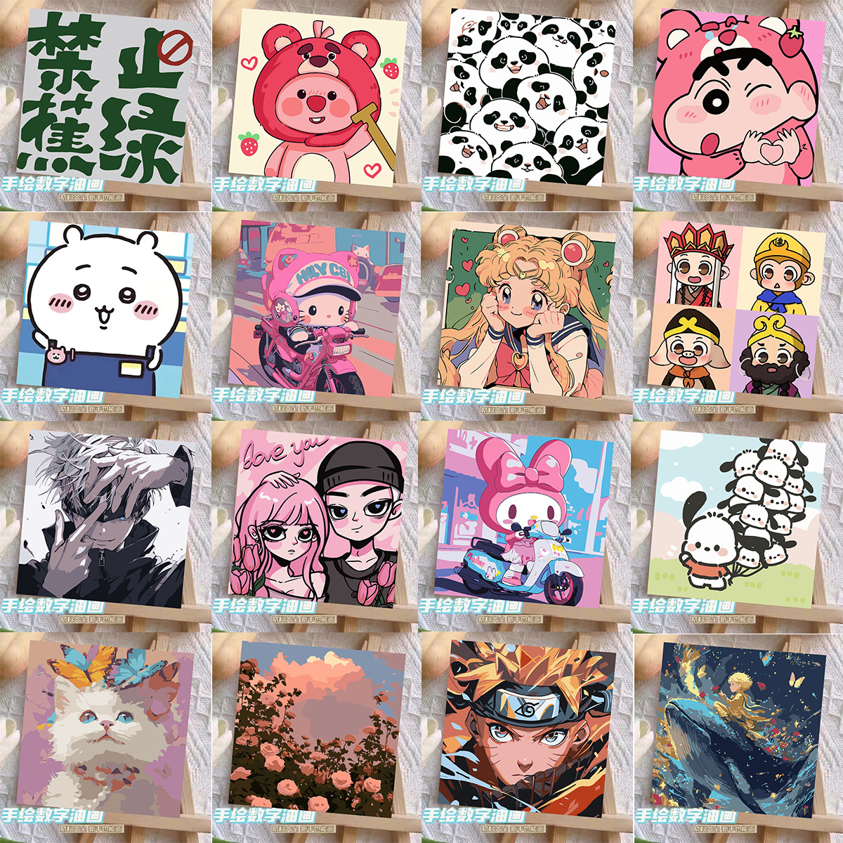 DIY children's digital oil painting hand-painted advanced sense of healing cartoon oil painting stall wholesale 20*20cm small size