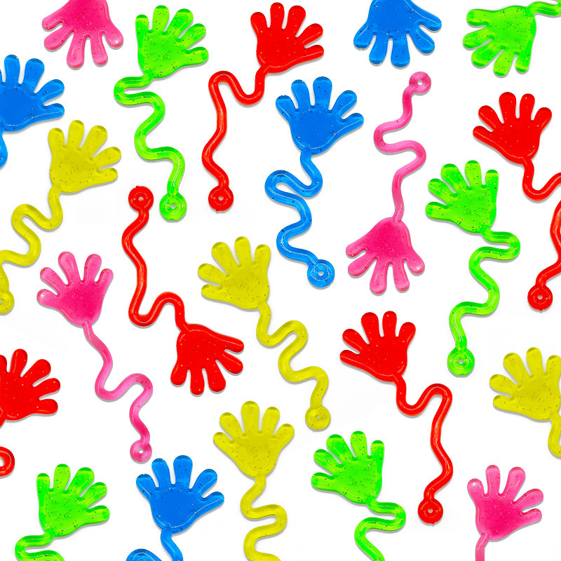 Популярные эластичные резиновые игрушки для розыгрышей, клейкие руки для стен с блестками