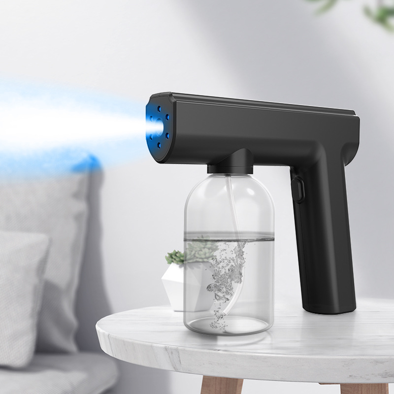 Cross-Border Hot Product Atomized Spray Gun Handheld Spray Disinfection Gun Household Disinfection Gun Blue Light Atomized Spray Sterilizer