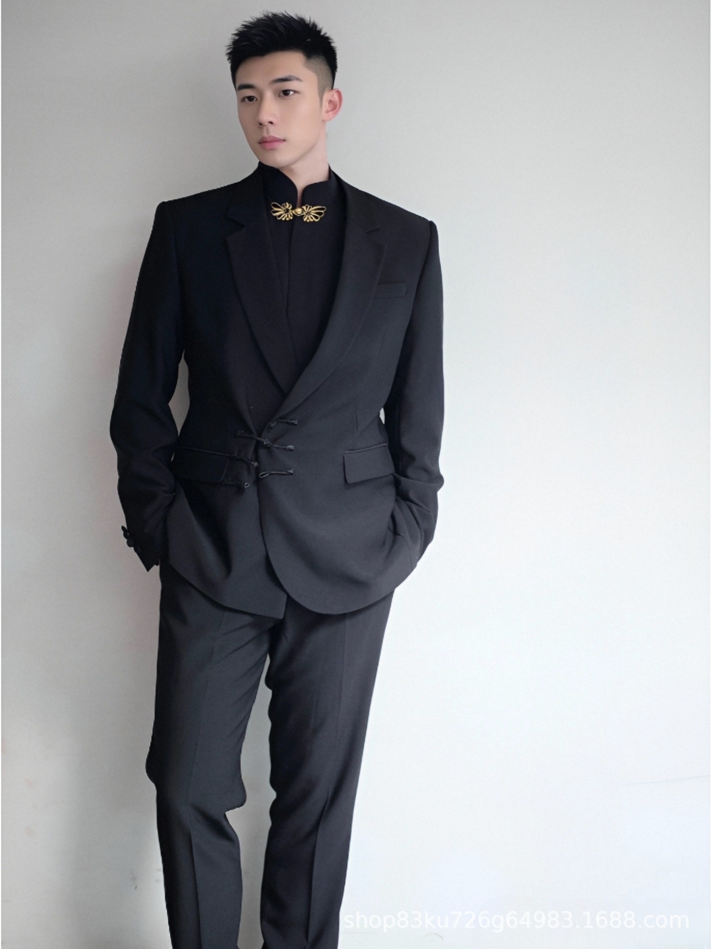 2025 New Chinese Style Button Suit Men's Suit Engagement Groom Wedding Dress Suit Chinese Style Tang Suit Cheongsam