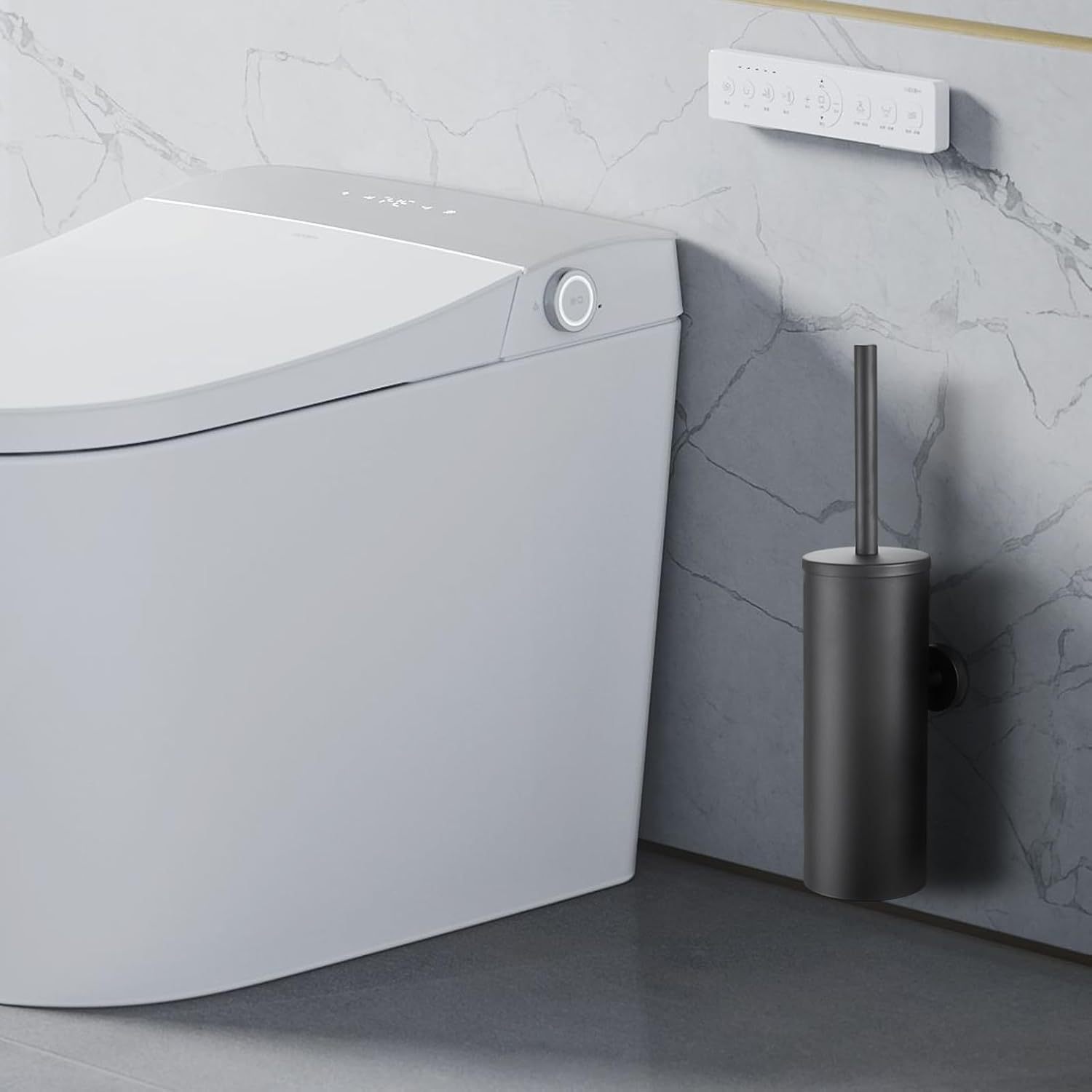 Stainless Steel Toilet Brush Bathroom Toilet Cleaning Brush Wall-Mounted Toilet Brush Holder Toilet No Dead Corner Cleaning Brush