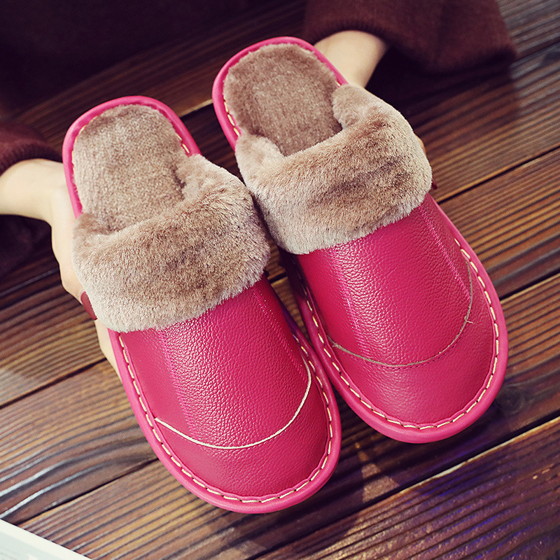 Cotton Slippers Thick Bottom Household Thickened Warm Non-slip Home Couple Slippers Indoor Leather Slippers