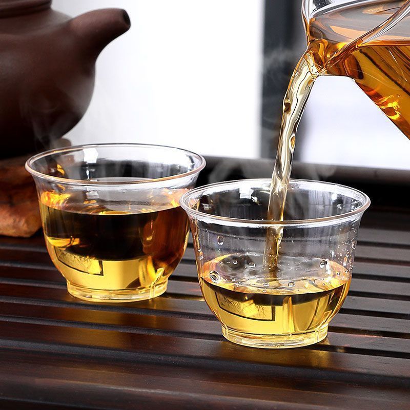 Disposable Kung Fu Tea Cup Thickeneded High Temperature Resistant Crystal Cup Office Reception Cup Tea Cup Commercial Hard Plastic