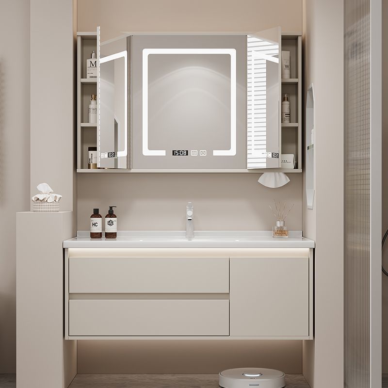 Cream Feng Shui 76 86 96 116 Non-Standard Washbasin Ceramic Integrated Bathroom Cabinet Set