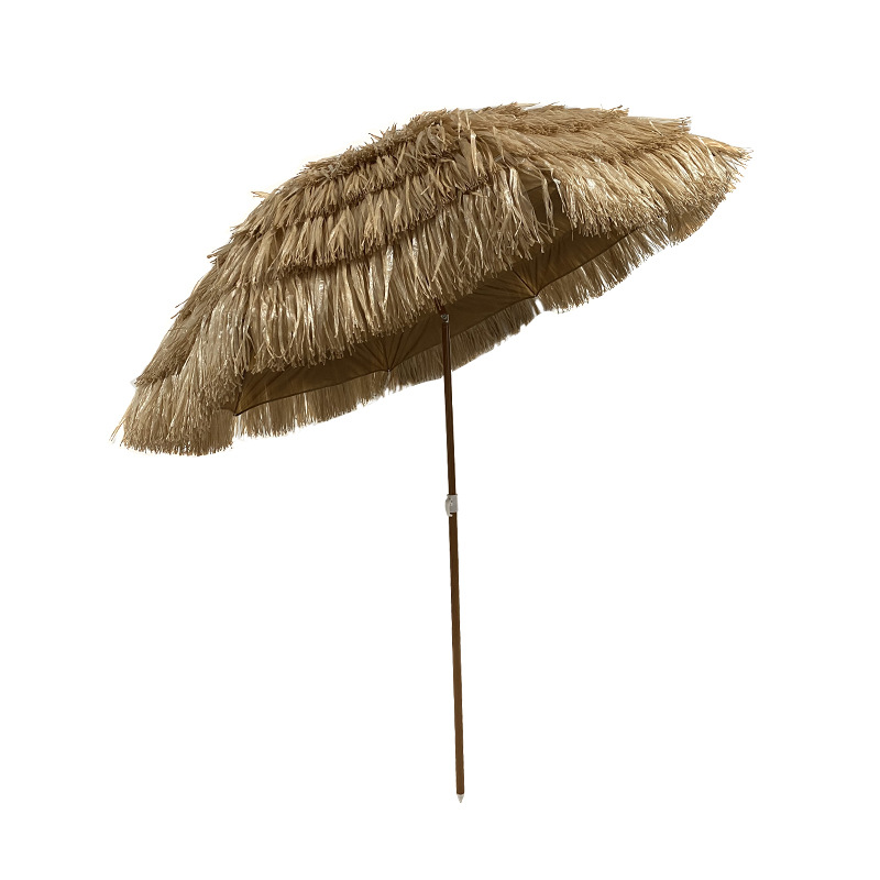 Cross-Border 8-Bone Simulated Straw Umbrella, Holiday Attraction, Beach Parasol, Sun Umbrella, Bed and Breakfast Garden Thatch Umbrella