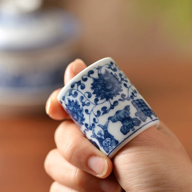 Чайный набор аксессуаров из керамики синий и белый Jingdezhen, винтажная крышка для чайника, крышка для подноса, крышка для чаши, мат для кунг-фу чая