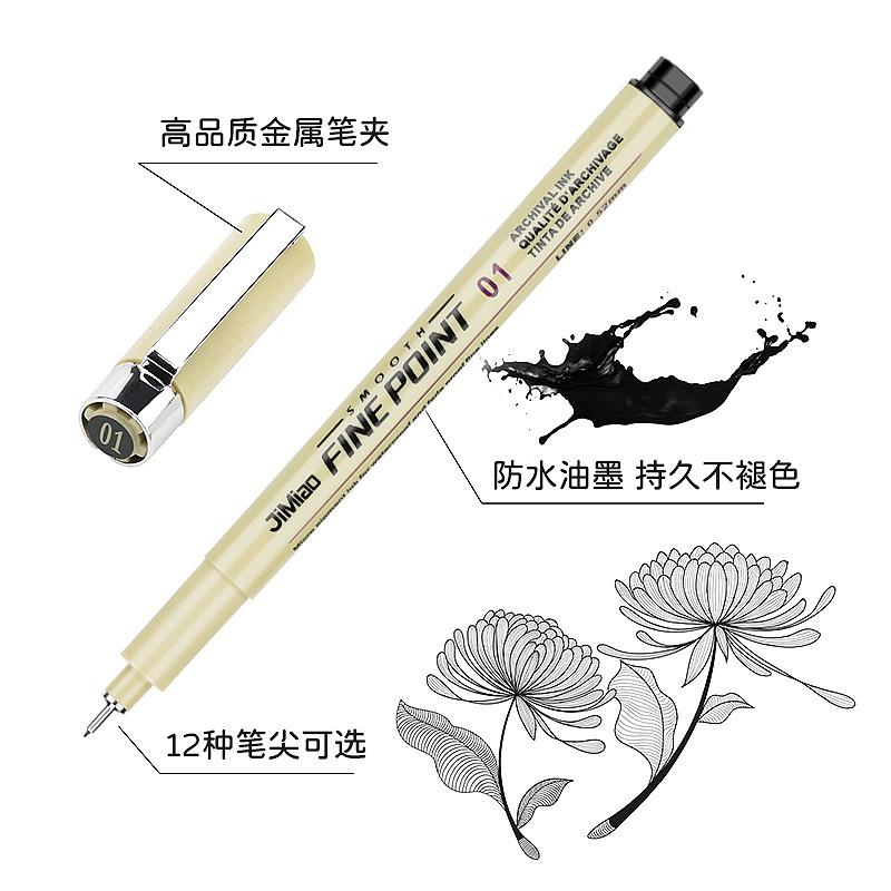 Needle pen cherry blossom with waterproof hook pen art cartoon design straw pen hand-painted needle painting pen wholesale