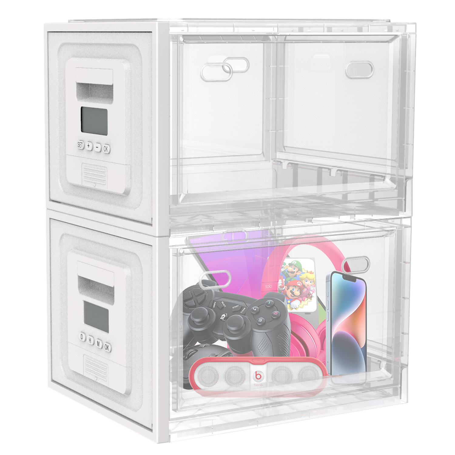 Timing unlock or password to open the door Food folding storage box Snack storage box Mobile phone prison timing medicine box