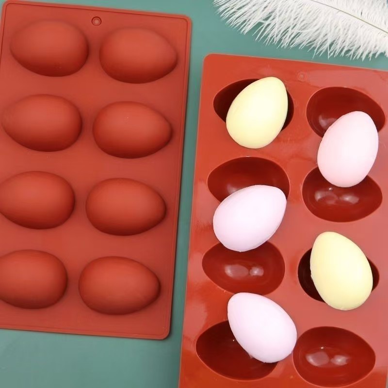 8-ми предметная силиконовая форма для пасхальных яиц, для шоколада, льда, пудинга, желе, десертов, мыла