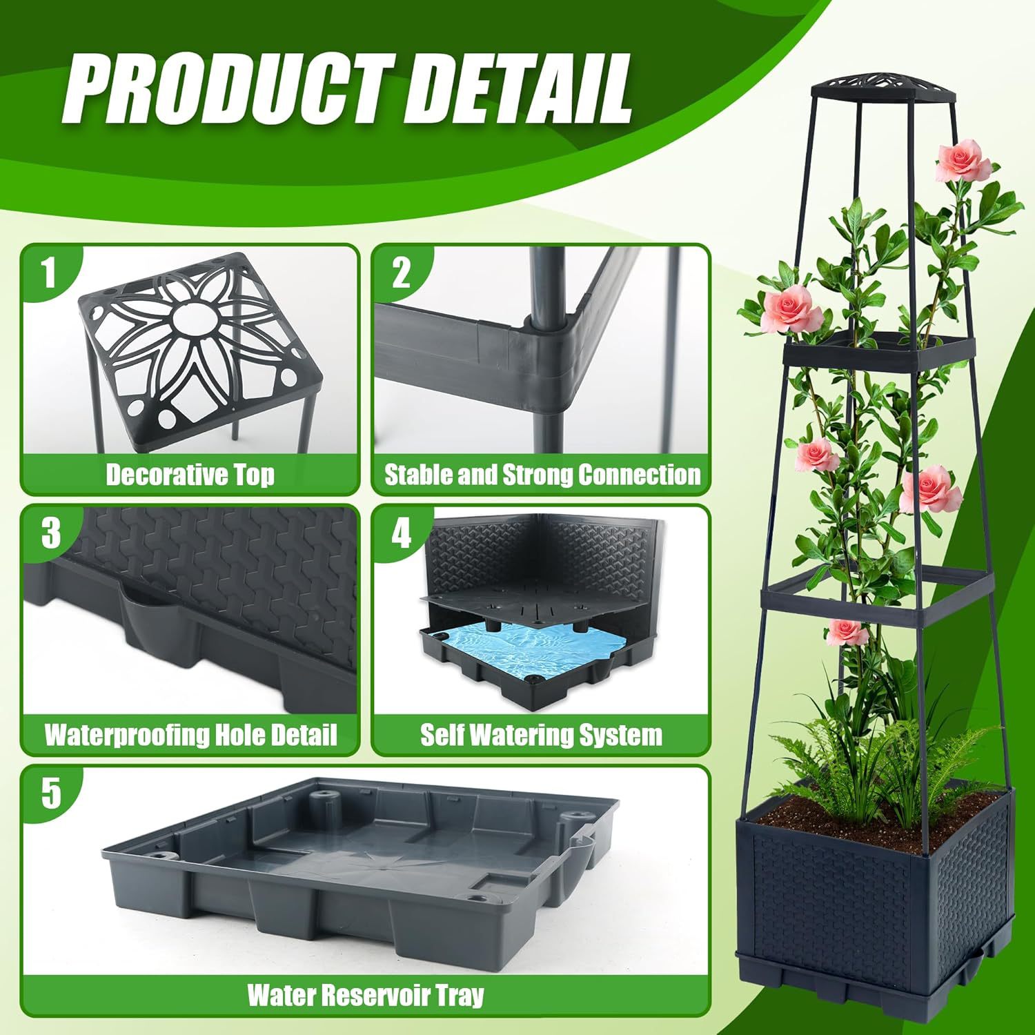 Cross-border hot-selling planting box Amazon gardening balcony vegetable planting box outdoor planting box combination roof vegetable planting basin