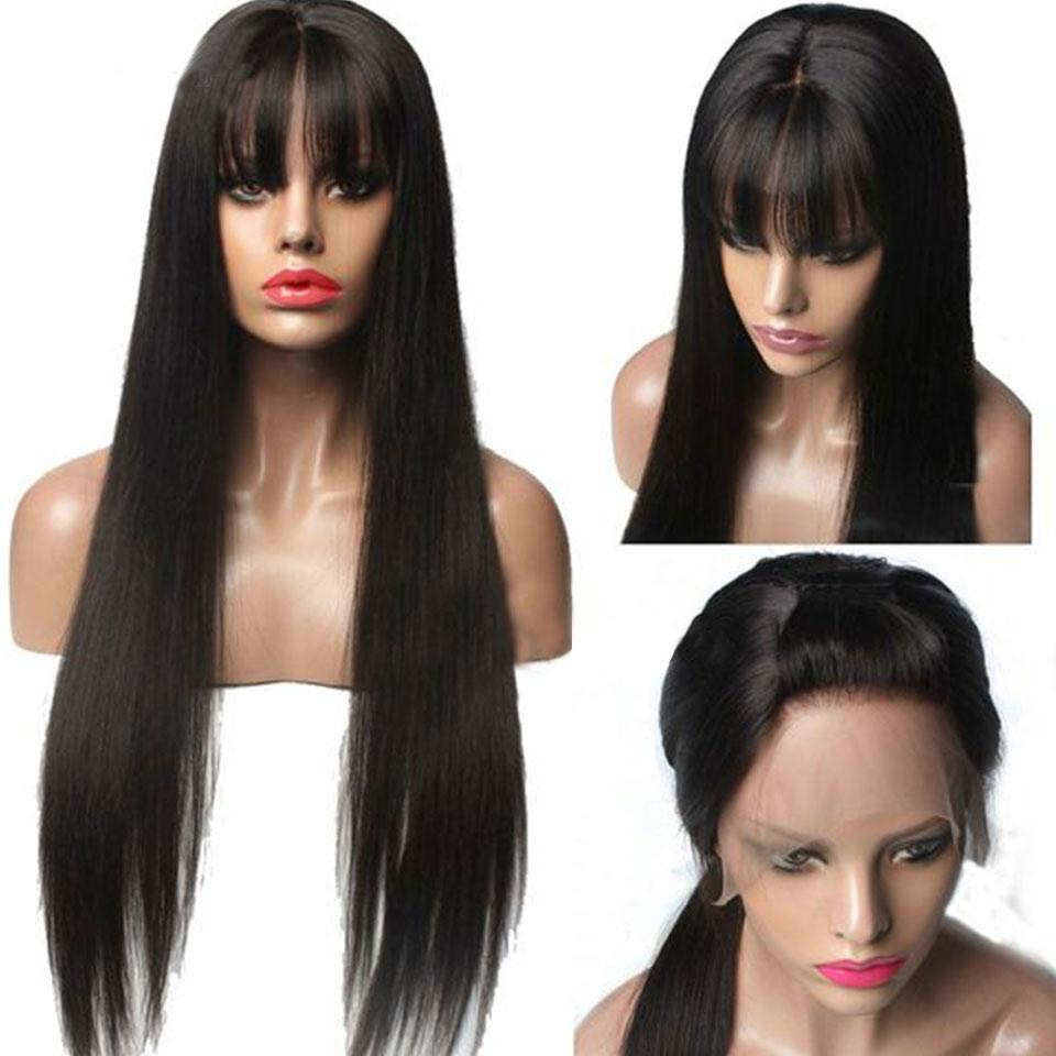 European and American Cross-border Wig Independent Station Women's Air Bangs Long Straight Hair European and American High Temperature Silk Chemical Fiber Wig Headgear