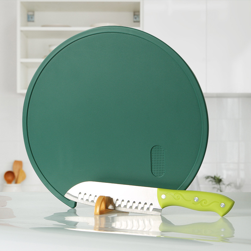 Douyin's Popular Double-Sided Stand-Up Cutting Board Rotating Food-Grade Cutting Board Scandinavian Dark Green Round Cutting Board Mildew-Proof