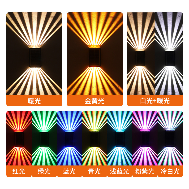 New solar wall washer lamp outdoor waterproof villa garden lamp atmosphere decorative spotlights home landscape wall lamp