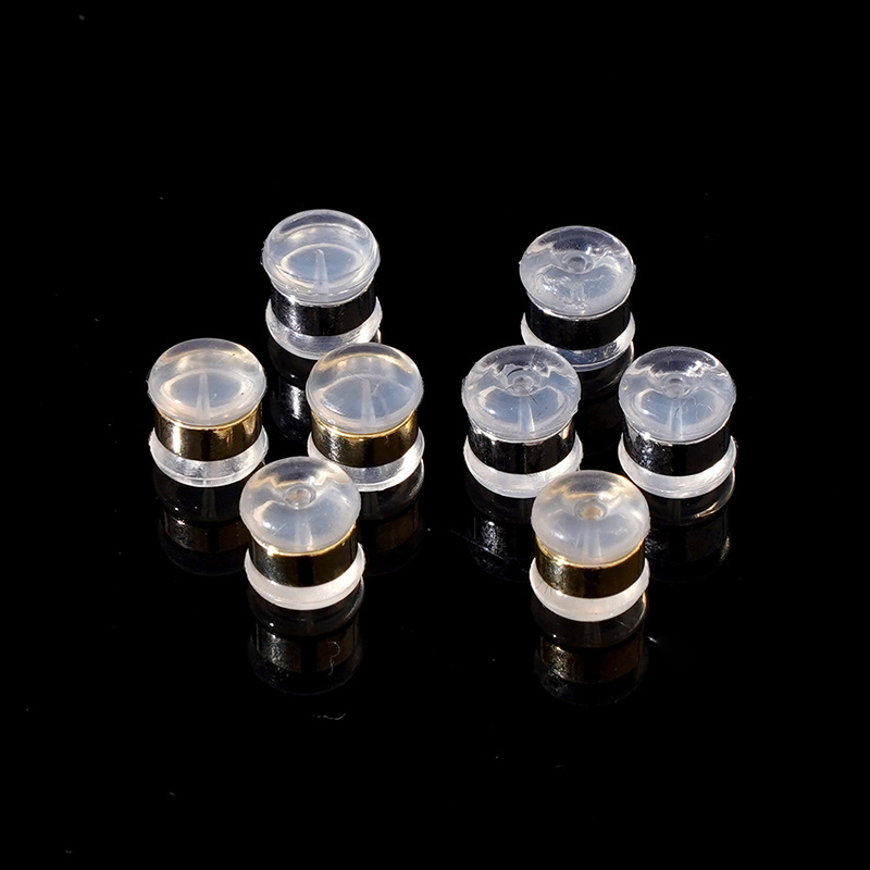 Silicone Ear Plugs, Real Gold Electroplating, Transparent Burger Anti-Falling Earring Accessories, Ear Studs, Ear Back Bundle Ear Plugs, Anti-Allergic Ear Plugs