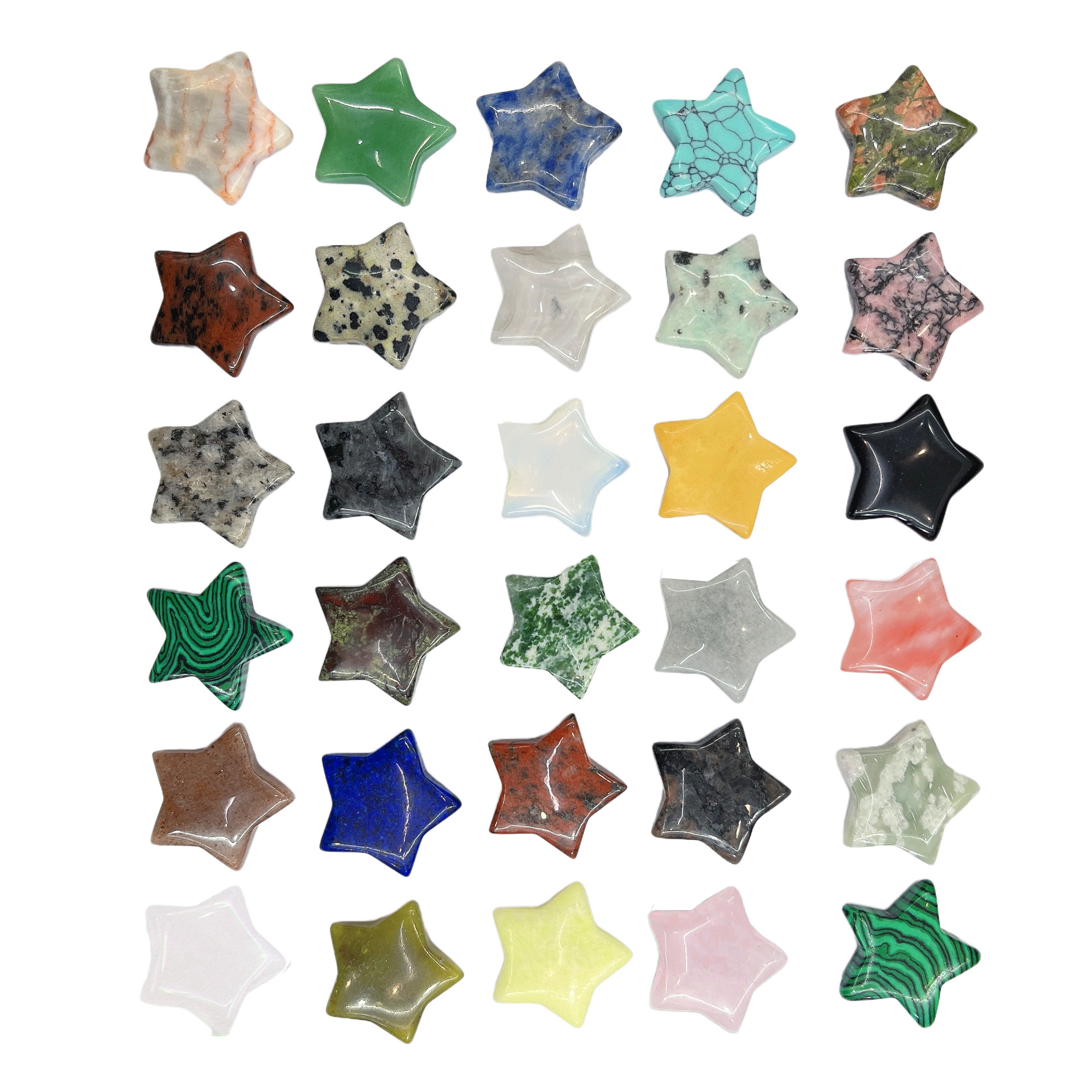 Natural Crystal 25mm Non-porous Five-pointed Star Pendant Pendant Necklace Moon Star Jewelry Accessories