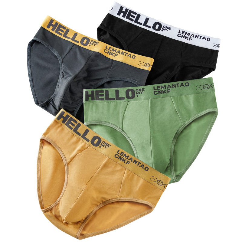 Men's briefs youth fashion sexy trendy student underpants men's mid-waist ice silk underpants elastic