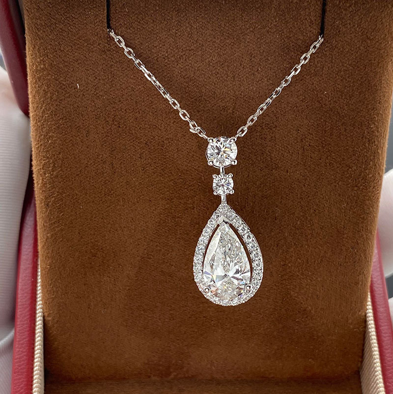 Ожерелье из платины Pt950 с лабораторно вырощенным бриллиантом 3 карата, ожерелье в форме капли, доступная роскошь, кулон на ключицу