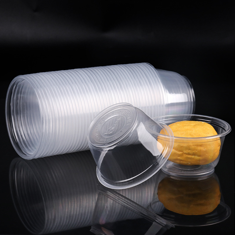 Disposable bowl round lunch box transparent thickened plastic bowl stall takeaway packing box ice powder soup noodles with lid full box