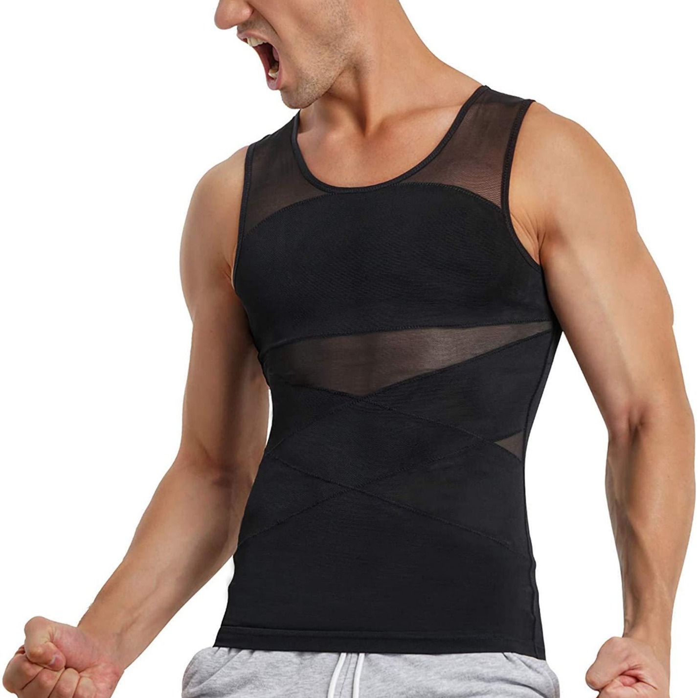 Amazon's Best-selling Men's Body Shaping Vest, Abdominal Corset, Breathable Mesh Tight Vest