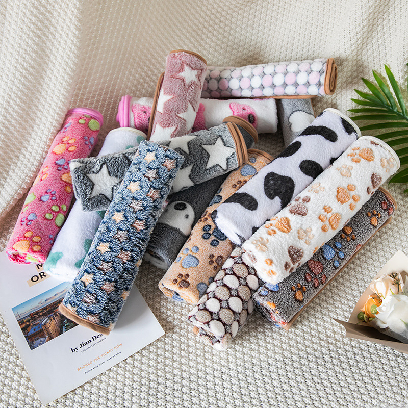 Spot wholesale pet blanket Four Seasons blanket warm coral fleece paw print blanket cat and dog blanket a generation of hair