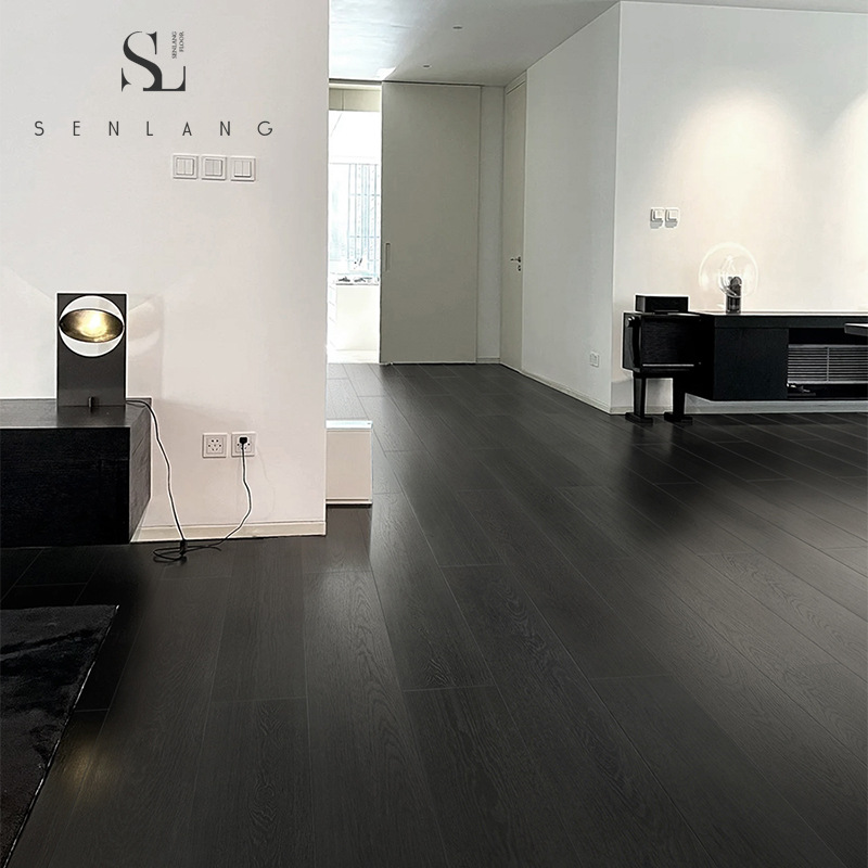 Замковый пол SPC из каменной пластмассы, черный древесный рисунок, утолщенный, водонепроницаемый, для дома