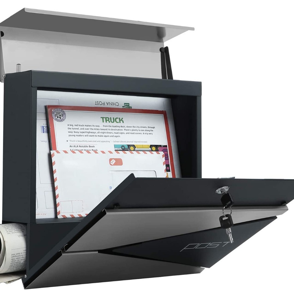 Factory direct modern mailbox stainless steel wall-mounted with newspaper rack post office box easy to install storage box