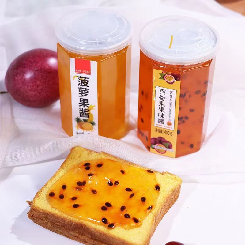 Fruit puree jam strawberry mango passion fruit honey rose with pulp wax bottle sugar milk tea shop special bread baking