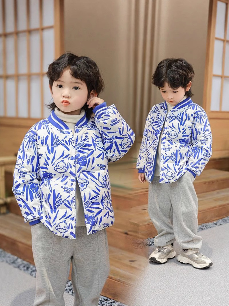 Little Yellow Duck Children's down Liner Autumn and Winter New Style Cardigan for Boys and Girls, White Duck down Lightweight Jacket for Small and Medium-Sized Children
