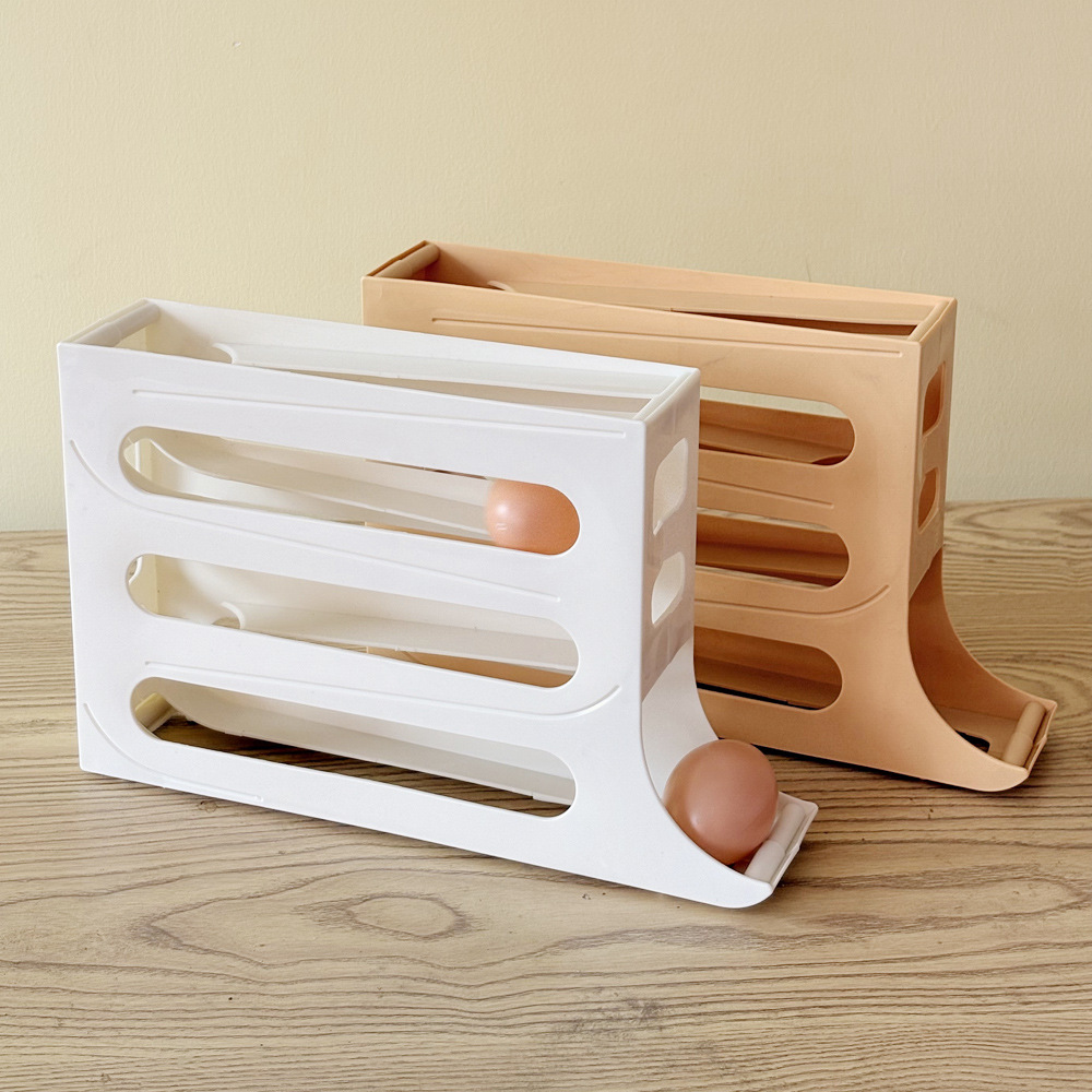 Креативная автоматическая скользящая коробка для хранения яиц, четырехслойный поднос для яиц, стойка для яиц, экономия пространства, для хранения в дверце холодильника