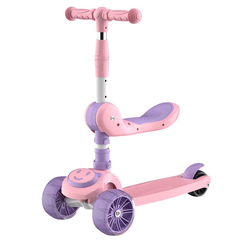 Children's Scooter with Seat for Sitting and Riding, Suitable for Ages 1-2-3-4-5-6-7, Boys and Girls, Three-In-One, 1.0m High Baby Multi-Toy Car