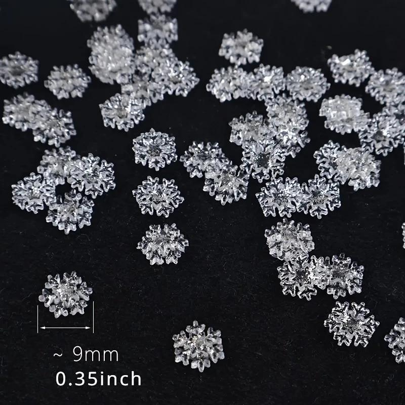 Cross-Border Popular Christmas Ice Transparent Snowflake 8mm Resin Nail Art Jewelry Flash Diamond White Snowflake Nails DIY Wearable Nails