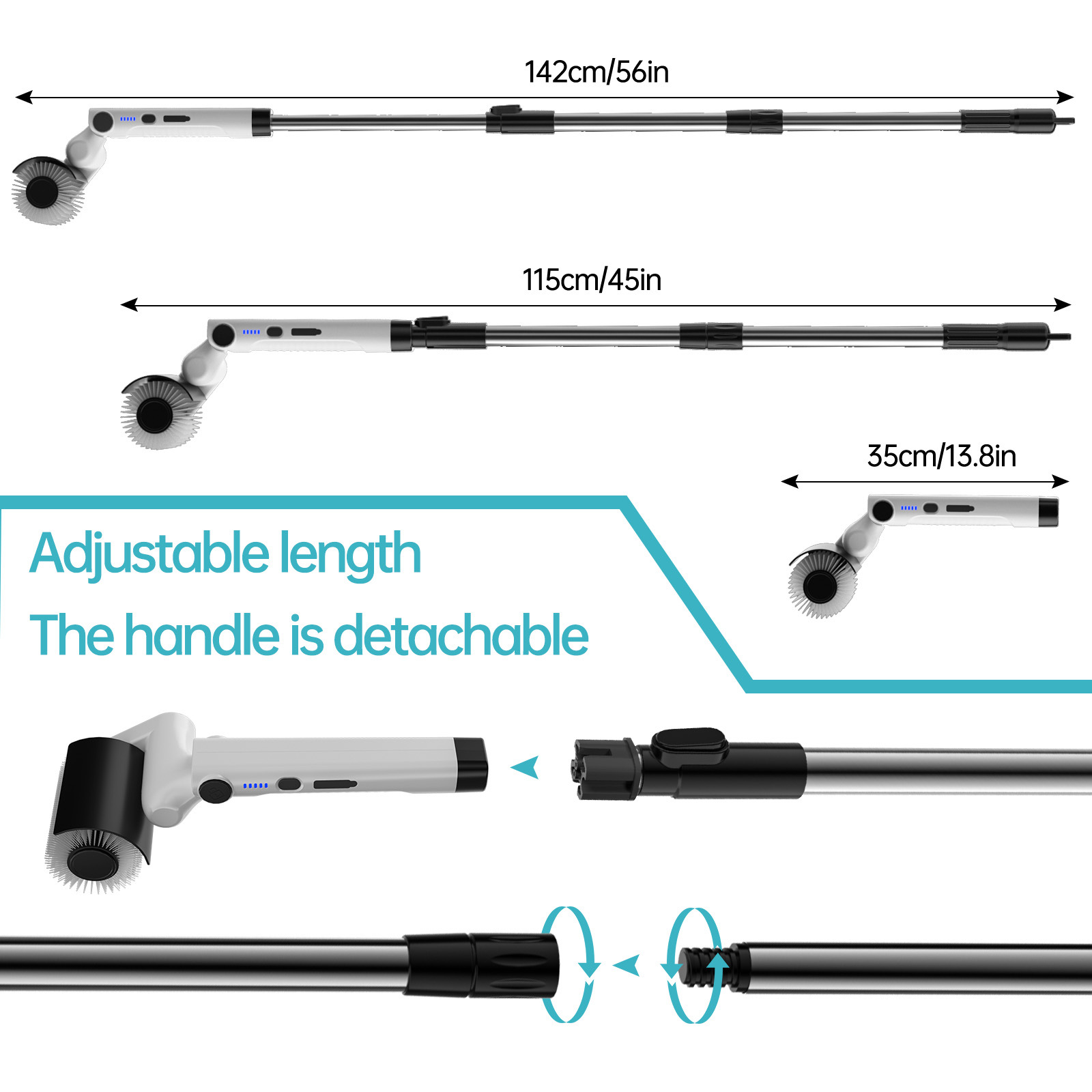 2025 Cross-Border Electric Brush Roller Brush Strong Power Electric Adjustable Angle Cleaning Brush Electric Floor Brush