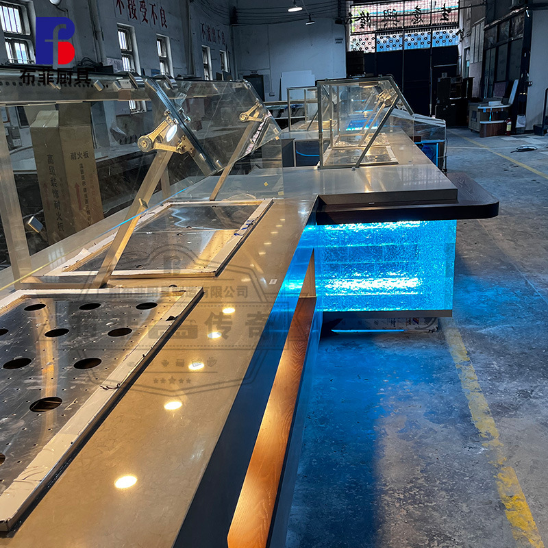 Manufacturer Designs and Customizes Hotel Catering Export to the United States Luminous Water Heat Insulation Refrigeration Dishware Warehouse Integrated Dining Table