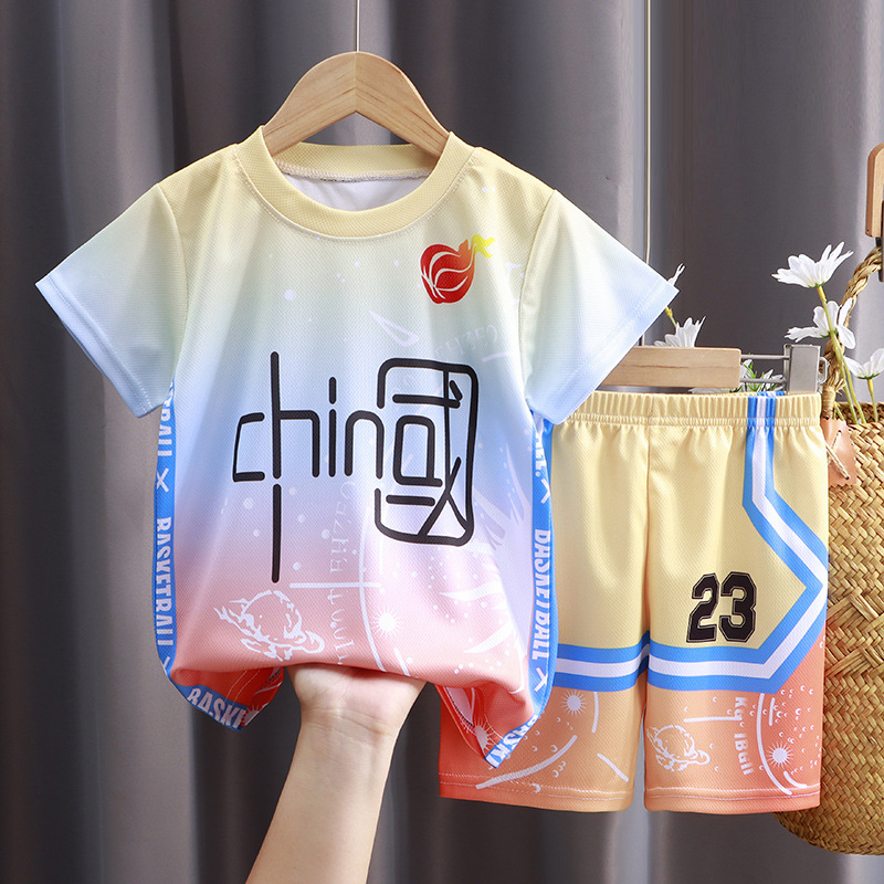 Children's Sports suit Summer Boys' Quick-drying Clothes for Students Short-sleeved Shorts Girls' Basketball Clothes Two-piece Set
